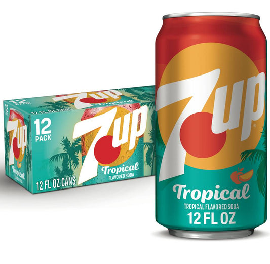 7UP Tropical Caffeine Free Lemon Lime Mango Peach Soda Pop